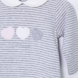 Abito in Caldo Cotone a Righe Grigio Neonata Sarabanda I1586 - NINNAOH - LuxuryKids