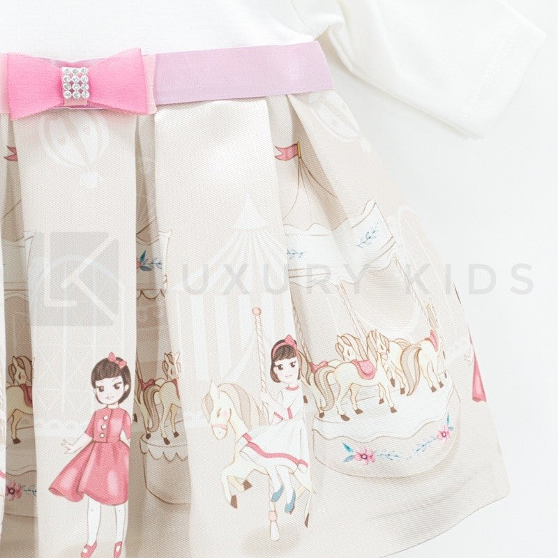 Abito In Caldo Cotone Tema Carillon Panna Neonata Ninnaoh I19112 - NINNAOH - LuxuryKids