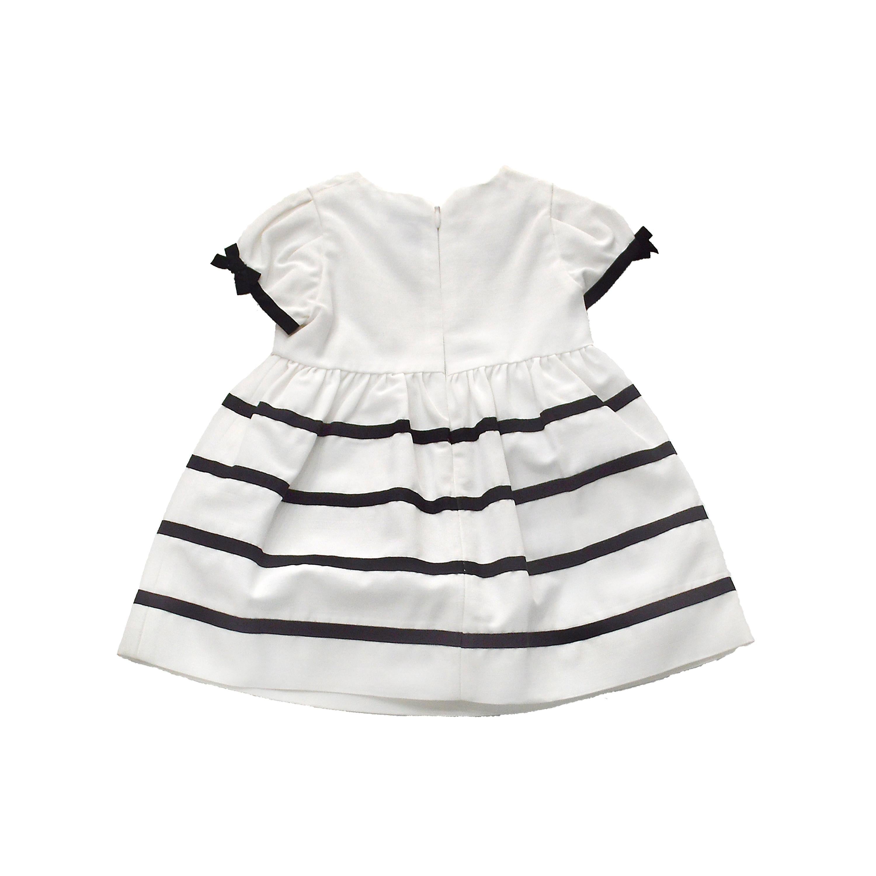 Abito in Cotone a Righe a Bambolina Elegante Neonata Bianco Moschino MDVB49 - MOSCHINO - LuxuryKids