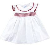 Abito In Cotone Bianco Con Punto Smock Neonata Sardon LA444 - SARDON - LuxuryKids