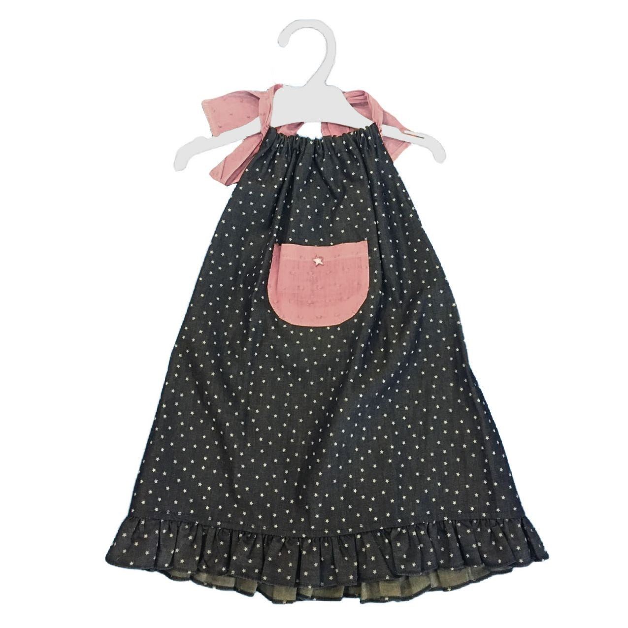 Abito in Cotone Scollo America Blu-Rosa Bambina Paloma de la O EV8VT1 - PALOMA DE LA O - LuxuryKids