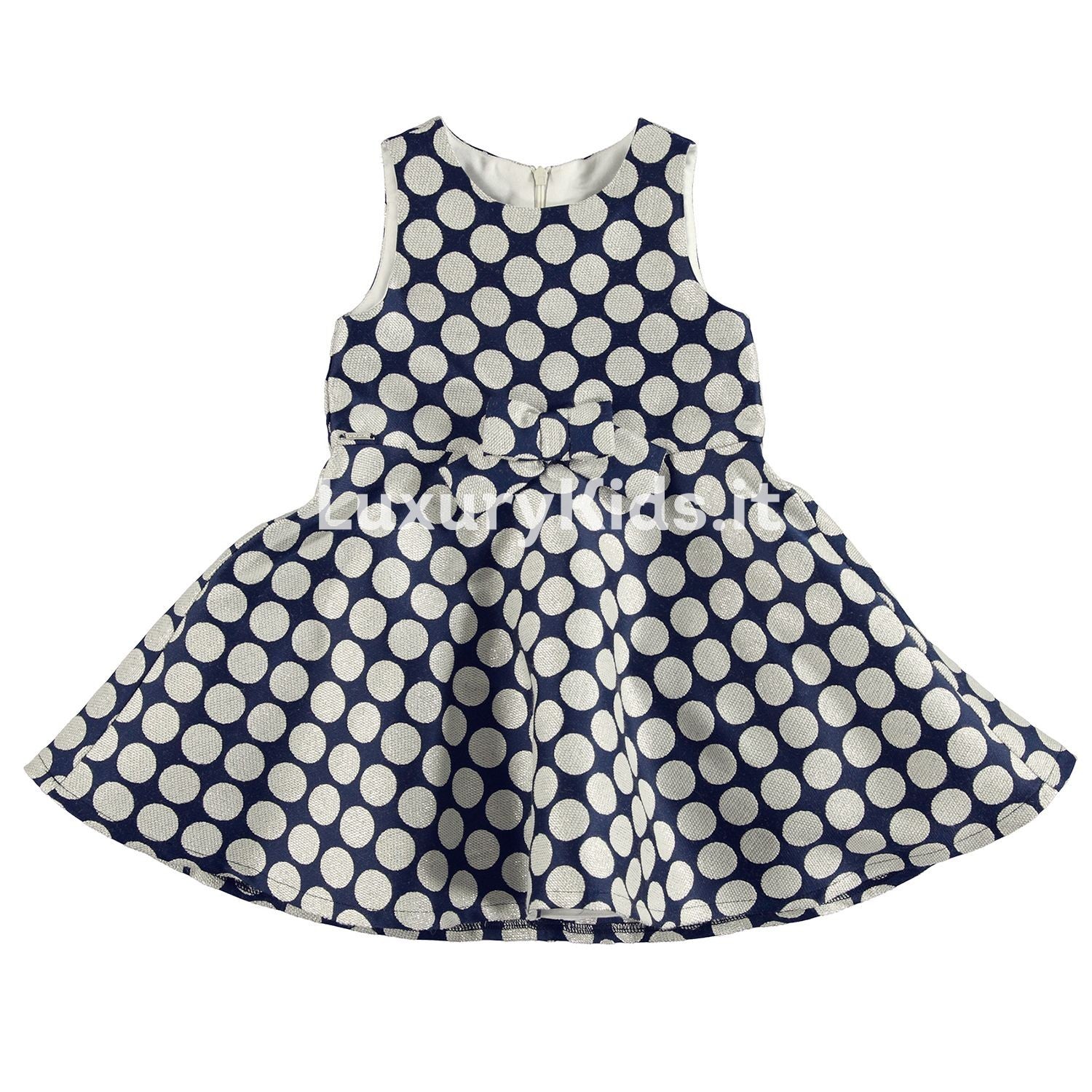 Abito in Jacquard a Pois Neonata Blu Sarabanda V232 - SARABANDA - LuxuryKids