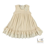 Abito in Macramè Neonata Beige Sarabanda M225 - SARABANDA - LuxuryKids