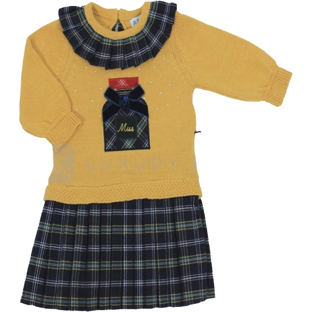 Abito in maglia con gonna Scozzese Neonata A&J 532 - A&J - LuxuryKids