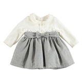 Abito in punto milano lurex con fiocco in Caldo Cotone Neonata Panna-Grigio Minibanda V755 - MINIBANDA - LuxuryKids