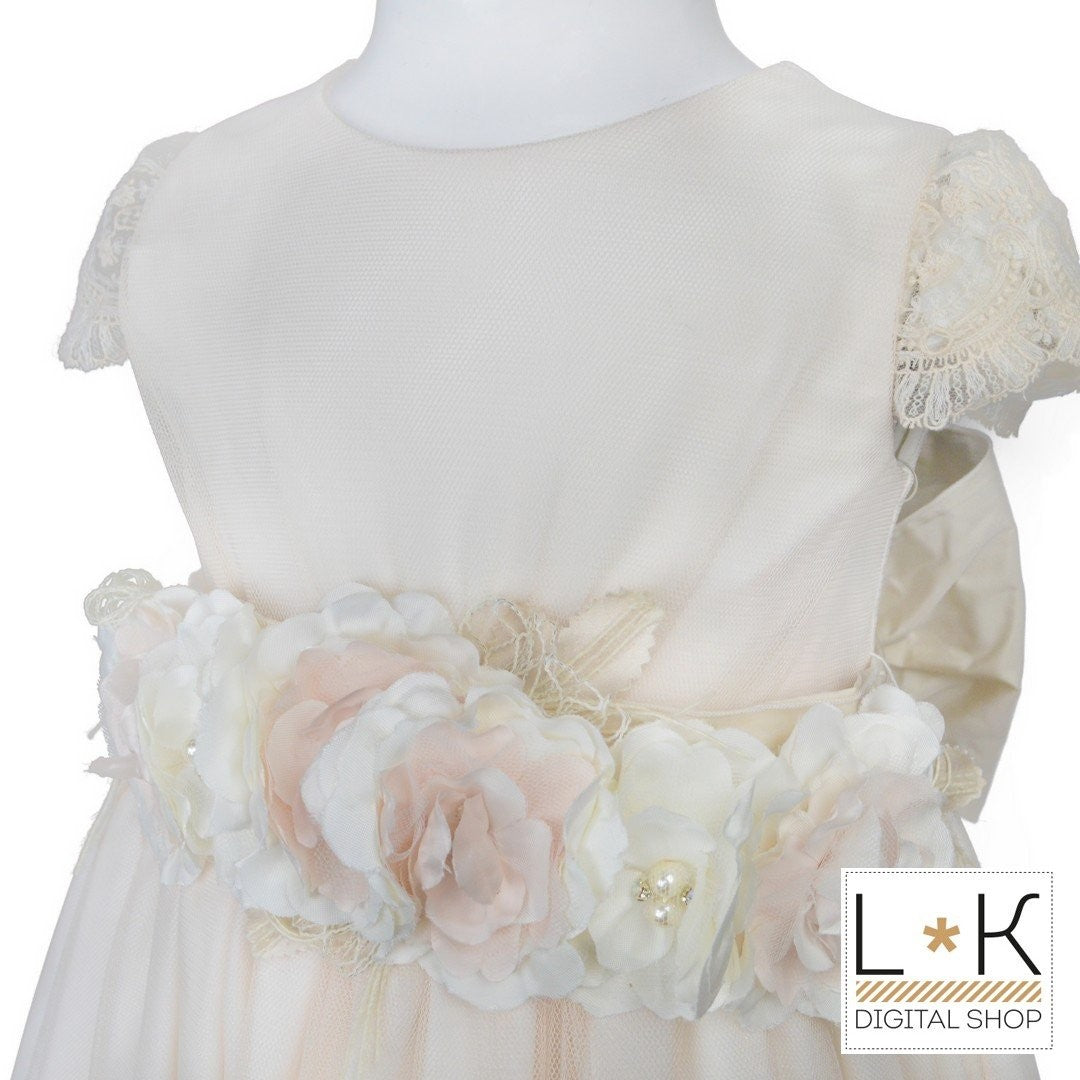 Abito in Tulle Eegante Cerimonia Rosa Cipria Bambina Mimilù 987 - MIMILU' - LuxuryKids