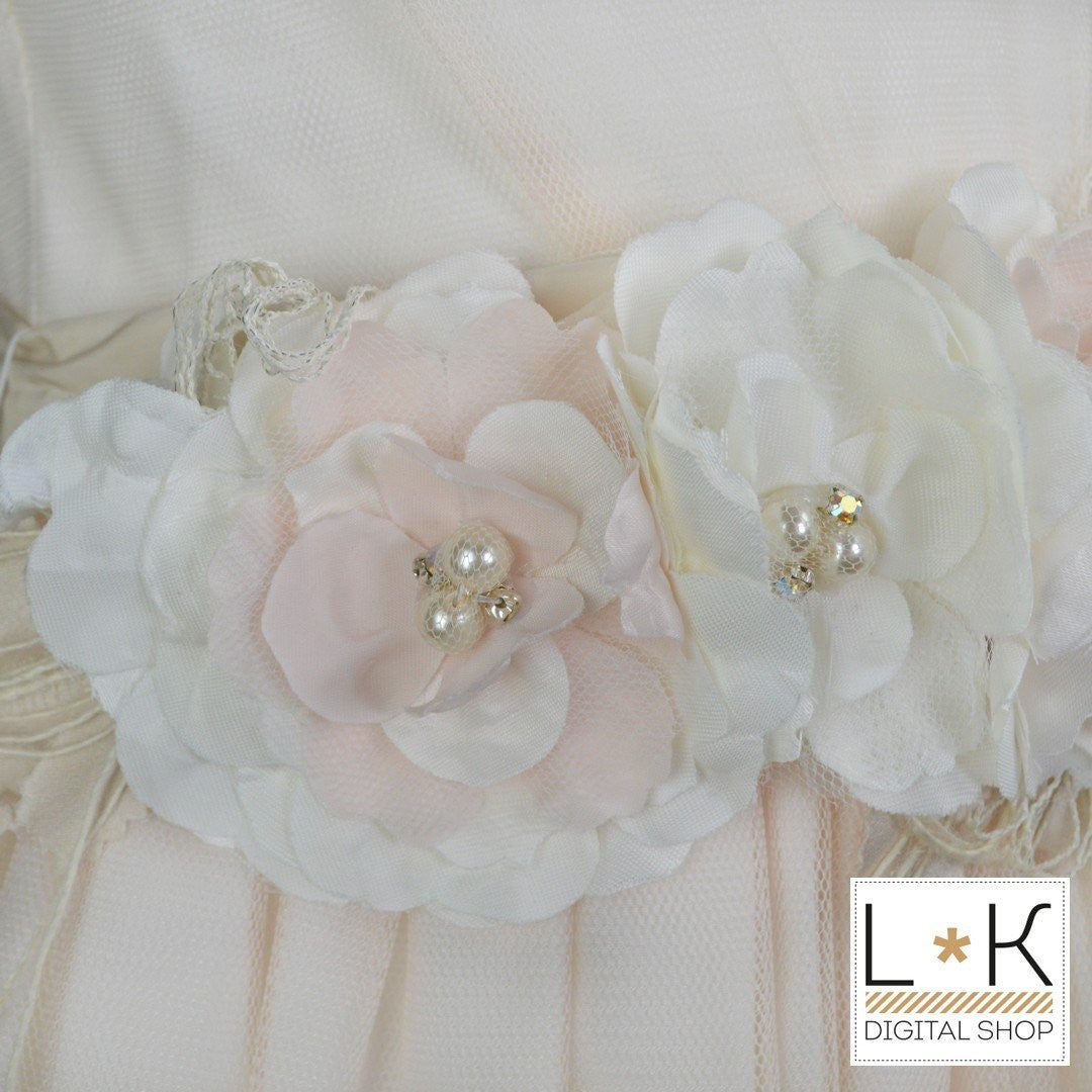 Abito in Tulle Eegante Cerimonia Rosa Cipria Bambina Mimilù 987 - MIMILU' - LuxuryKids