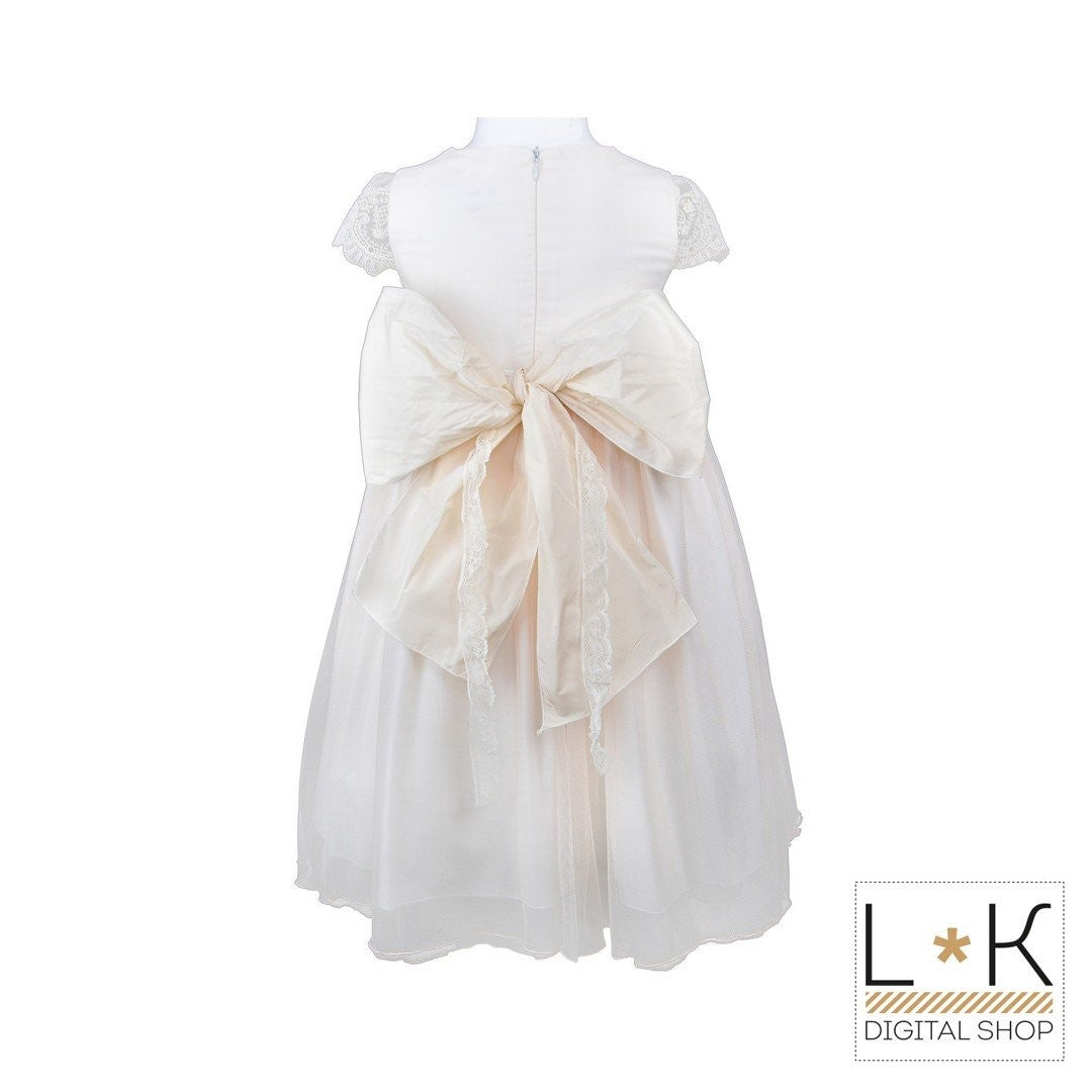 Abito in Tulle Eegante Cerimonia Rosa Cipria Bambina Mimilù 987 - MIMILU' - LuxuryKids