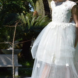 Abito Lungo Bambina Cerimonia Comunione Elegante Principesco Bianco Lesy 028316 - LESY - LuxuryKids