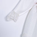 Abito Manica Lunga Elegante Raso Battesimo Panna 5642 Ponto Per Ponto - PONTO POR PONTO - LuxuryKids