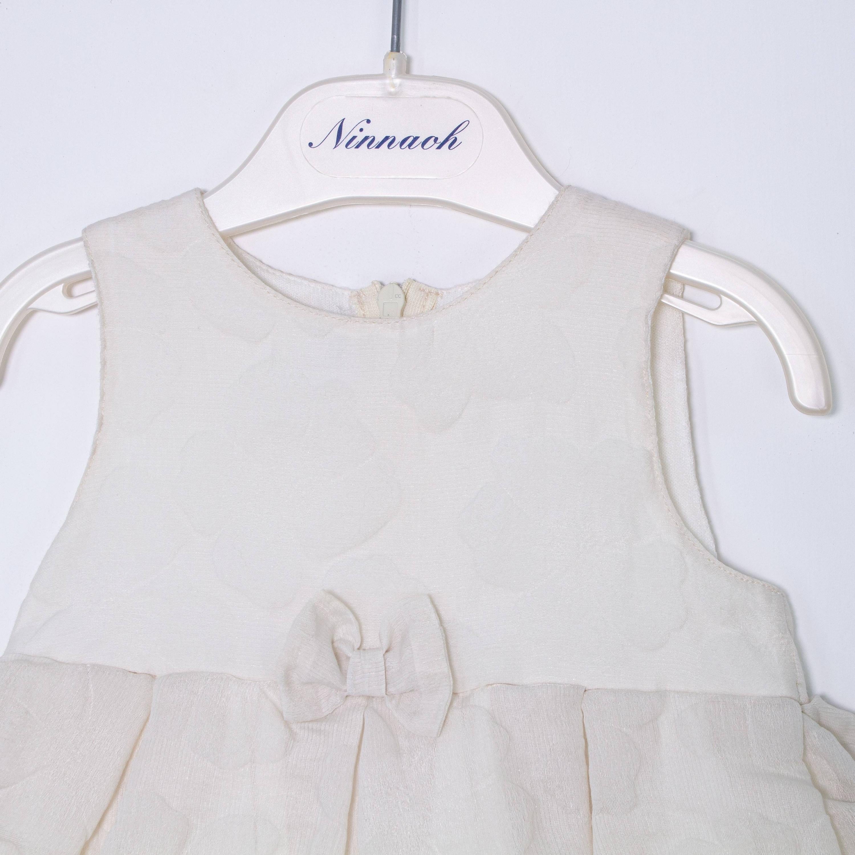 Abito Smanicato Elegante Caldo Cotone Panna Neonata MINIBANDA T018 - MINIBANDA - LuxuryKids