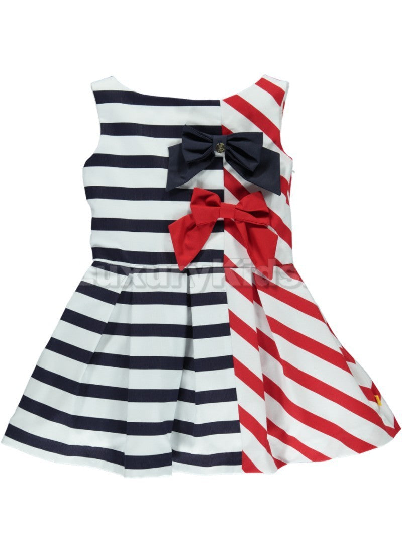 Abito smanicato Estivo A Righe Rosse e blu Bambina CHua V7NG - CHUA - LuxuryKids