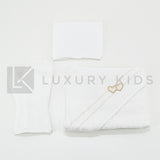 Accappatoio Asciugamano E Guantone In Spugna Bianca Neonata LA SARTORIA DEI PICCOLI LA351 - LA SARTORIA DEI PICCOLI - LuxuryKids