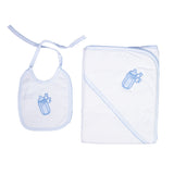 Accappatoio In Cotone Con Bavetta in Spugna Celeste-Rosa Neonati SARDON HA369A - SARDON - LuxuryKids