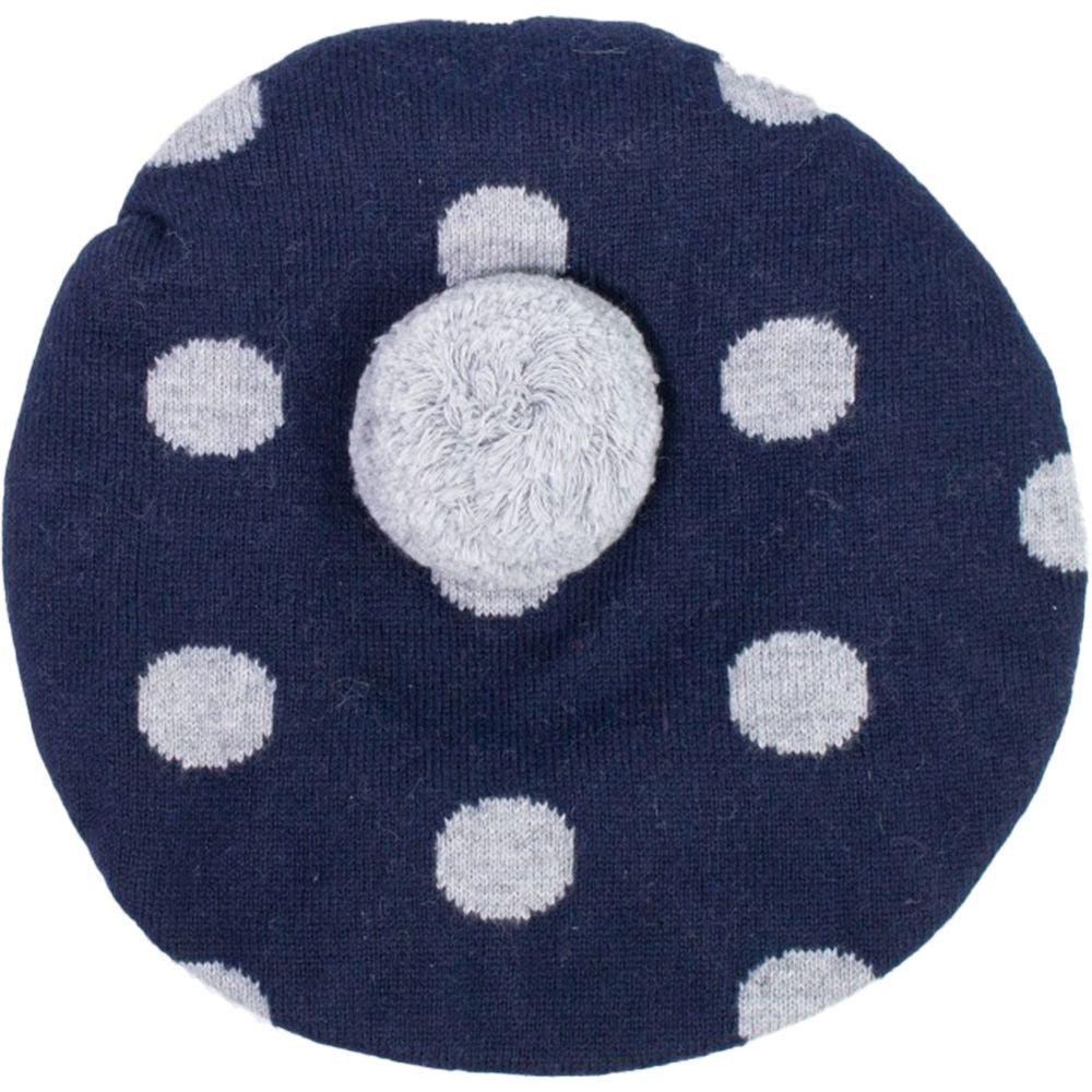 Basco Misto Lana Pois e Pompon Blu Neonata DRKID B67DK302 - DR.KID - LuxuryKids
