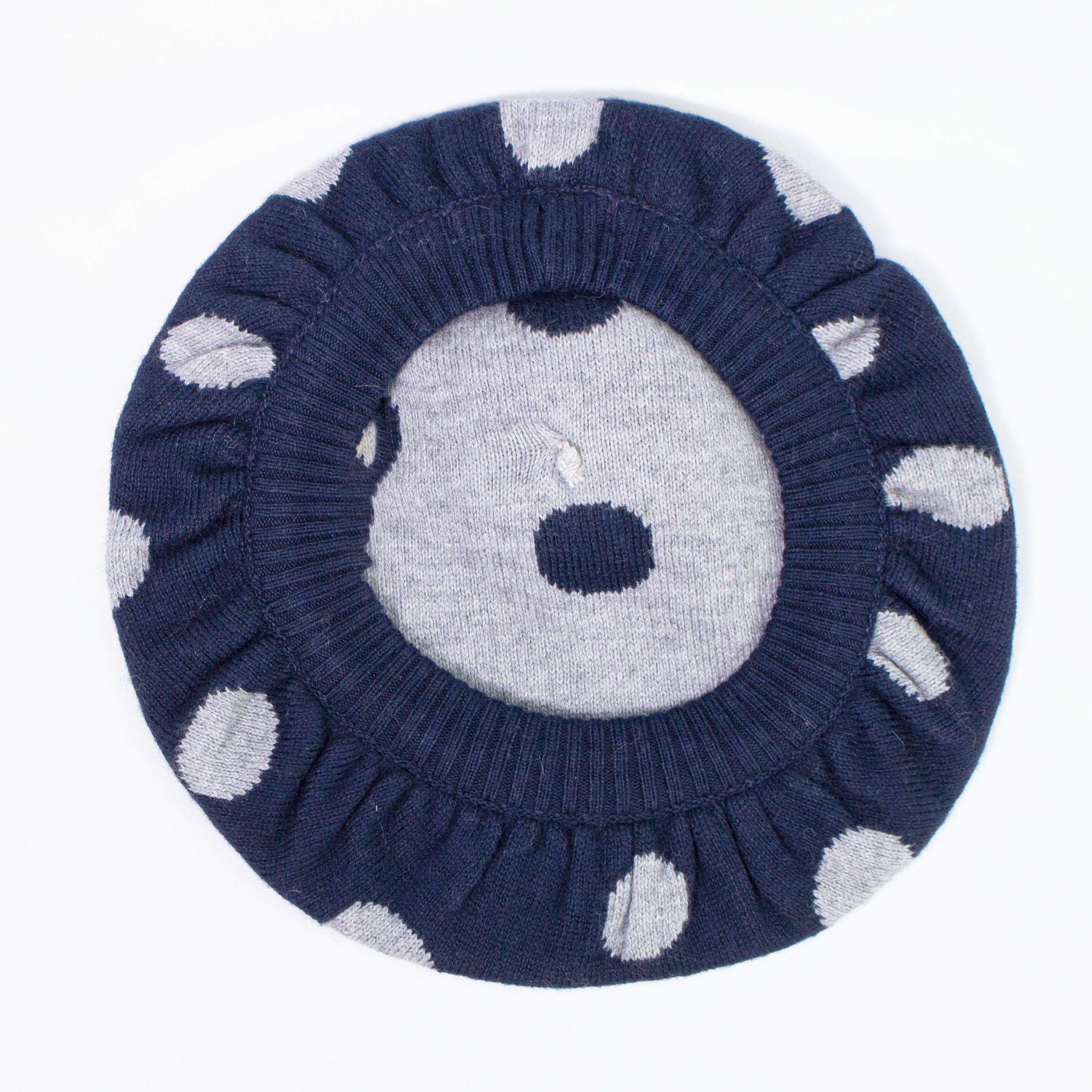 Basco Misto Lana Pois e Pompon Blu Neonata DRKID B67DK302 - DR.KID - LuxuryKids