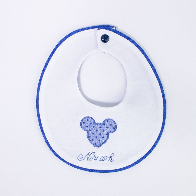 Bavetta Cotone Con Pois Bianco-Blu Neonato NINNAOH E21280 - NINNAOH - LuxuryKids