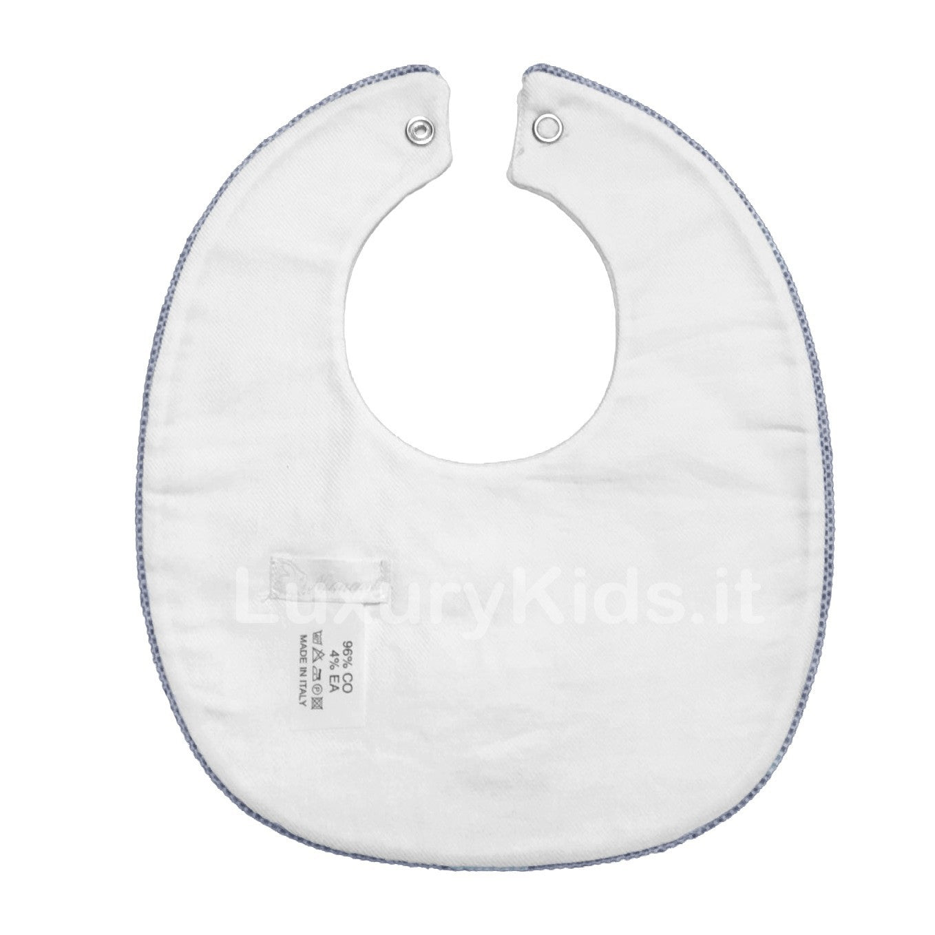 Bavetta in Caldo Cotone Bianco-Celeste e Ricamo Gufo con Fiocchetto Neonato Ninnaoh I18246 - NINNAOH - LuxuryKids