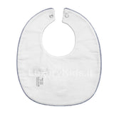 Bavetta in Caldo Cotone Bianco-Celeste e Ricamo Gufo con Fiocchetto Neonato Ninnaoh I18246 - NINNAOH - LuxuryKids