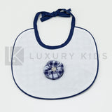 Bavetta in Cotone Bianco-Blu Neonata Ninnaoh E18151 - NINNAOH - LuxuryKids