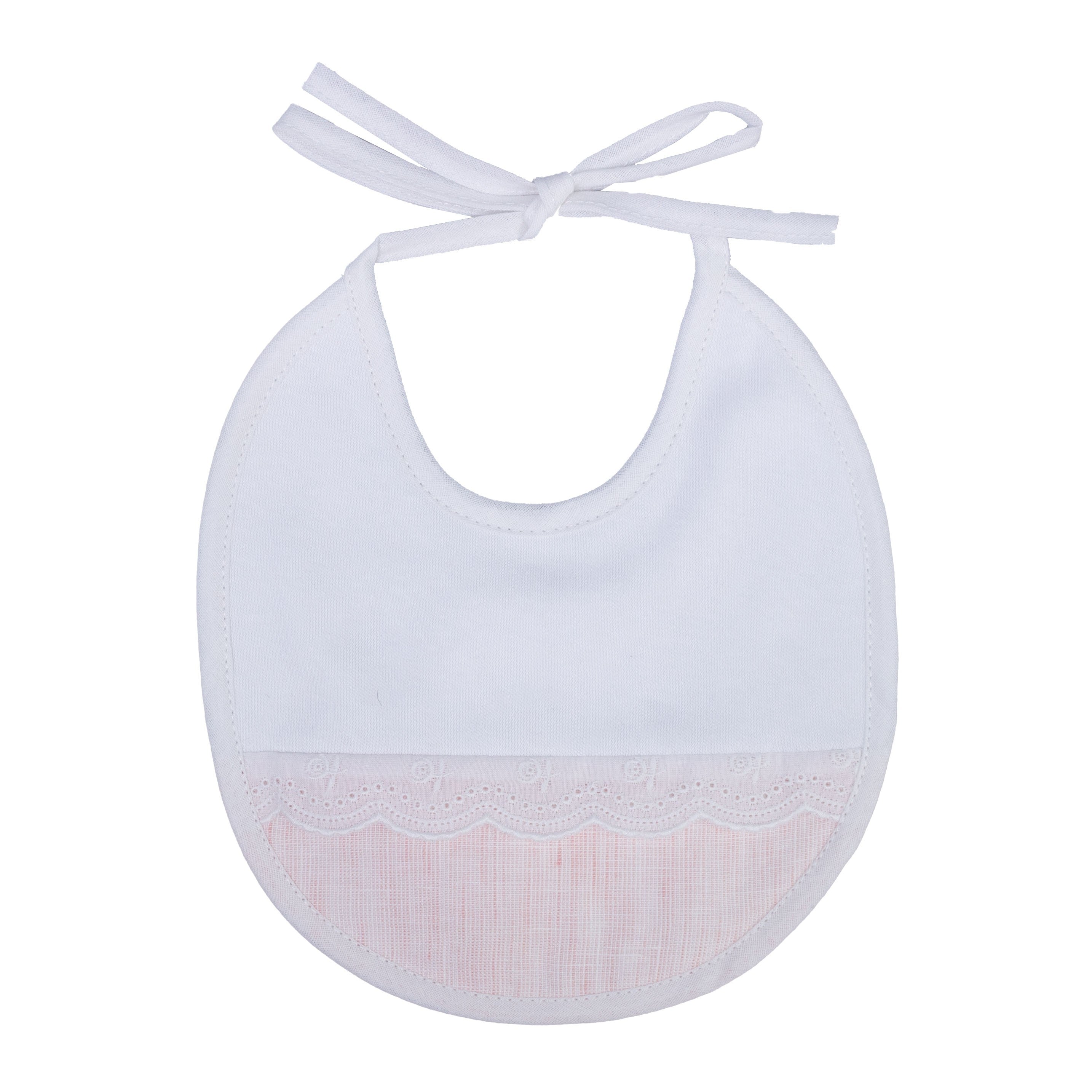 Bavetta In Cotone Bianco-Rosa Neonata TETO E TATTA BA4560 - TETO E TATTA - LuxuryKids