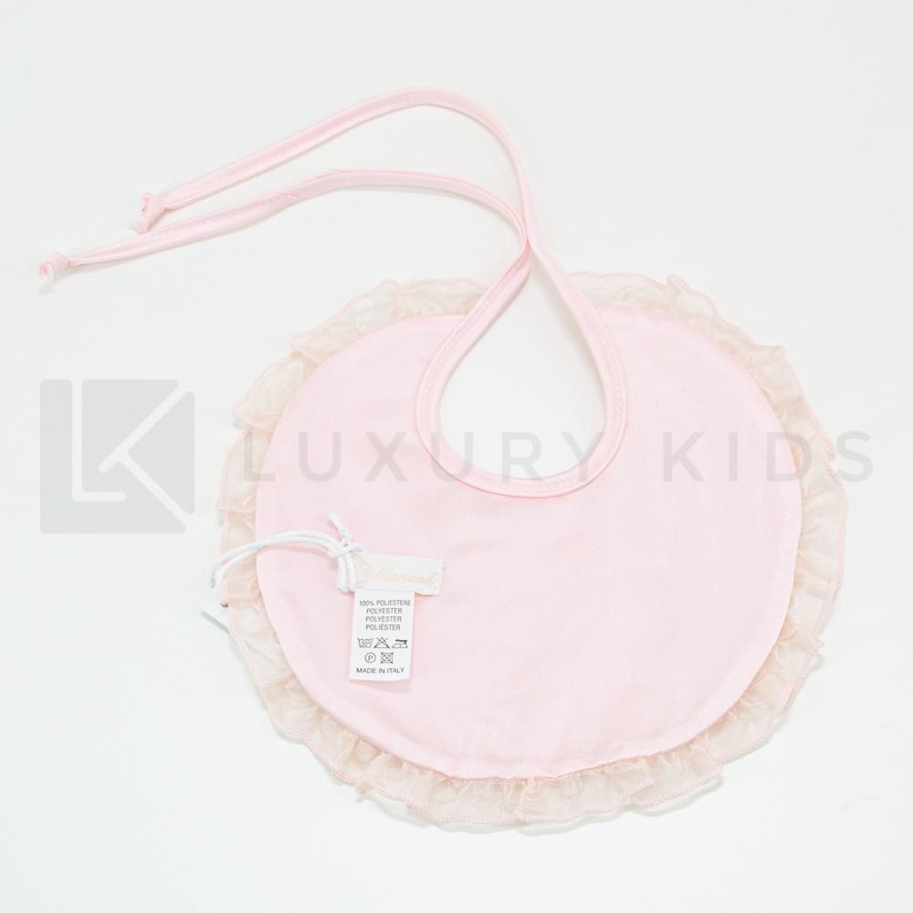 Bavetta In Raso E Organza Rosa A Pois Neonata Ninnaoh E20113 - NINNAOH - LuxuryKids
