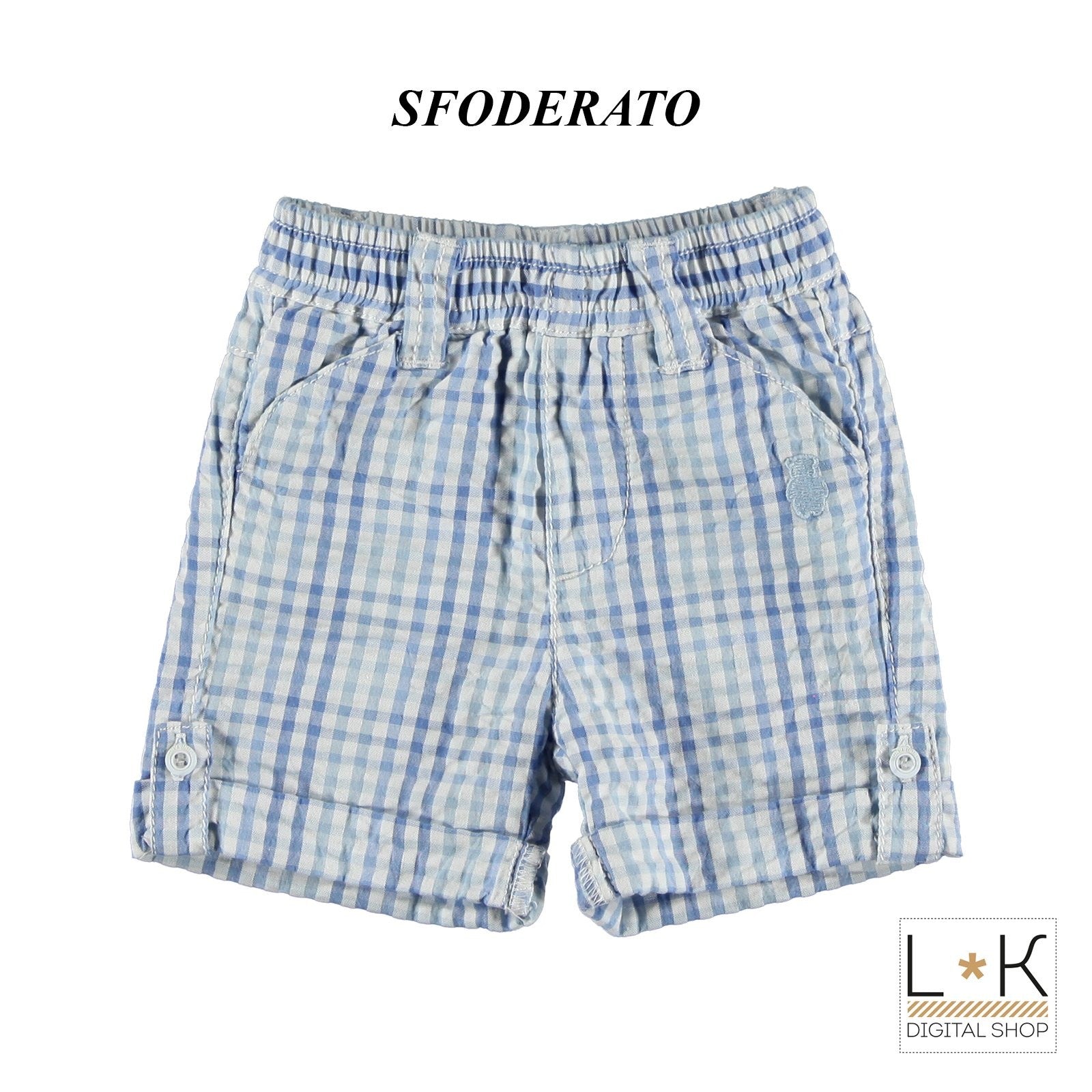 Bermuda a Quadretti Neonato Celeste Minibanda I646 - MINIBANDA - LuxuryKids