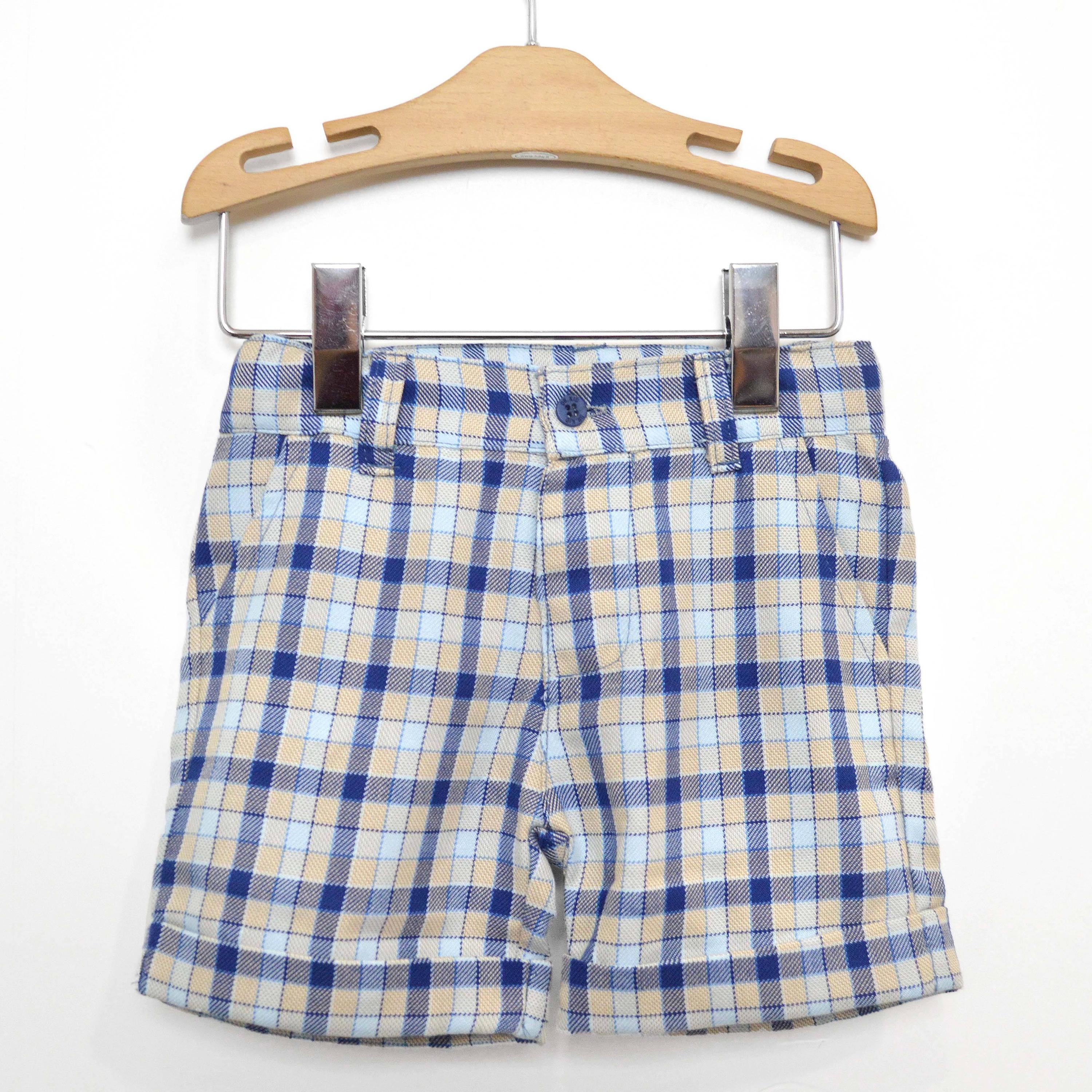 Bermuda con Fantasia a Quadretti Celeste-Blu Per Neonato Dr.Kids 554 - DR.KID - LuxuryKids