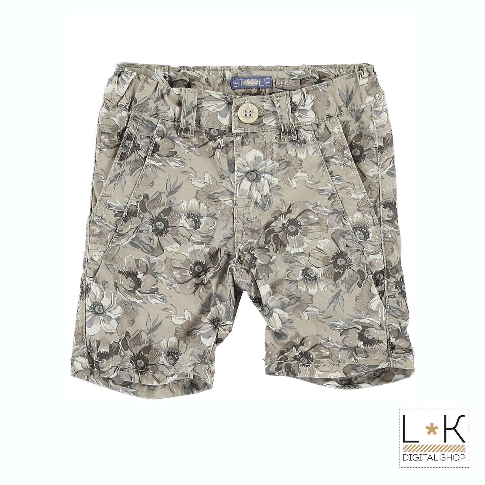 Bermuda Fantasia a Fiori Neonato Beige Sarabanda Q532 - SARABANDA - LuxuryKids