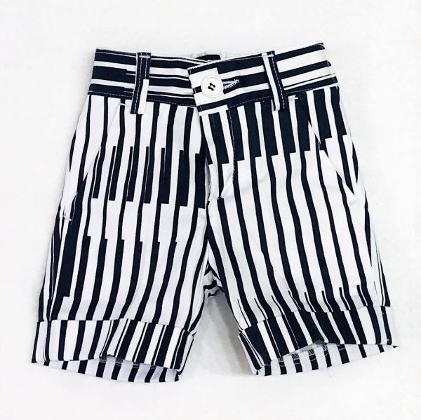 Bermuda In Cotone A Righe Bianco e Blu Neonato Manuell & Frank MF2099N - MANUELL&FRANK - LuxuryKids