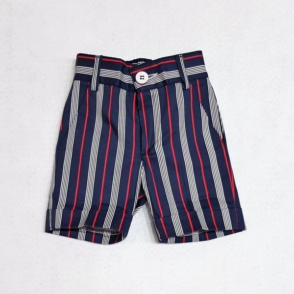 Bermuda In Cotone A Righe Blu E Rosso Bambino Manuell & Frank MF2095B - MANUELL&FRANK - LuxuryKids