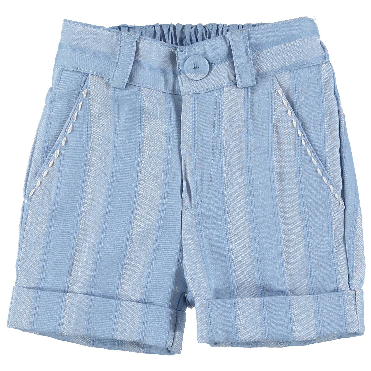 Bermuda in Cotone a Righe Celeste Neonato MANUELL & FRANK MF2183I - MANUELL&FRANK - LuxuryKids