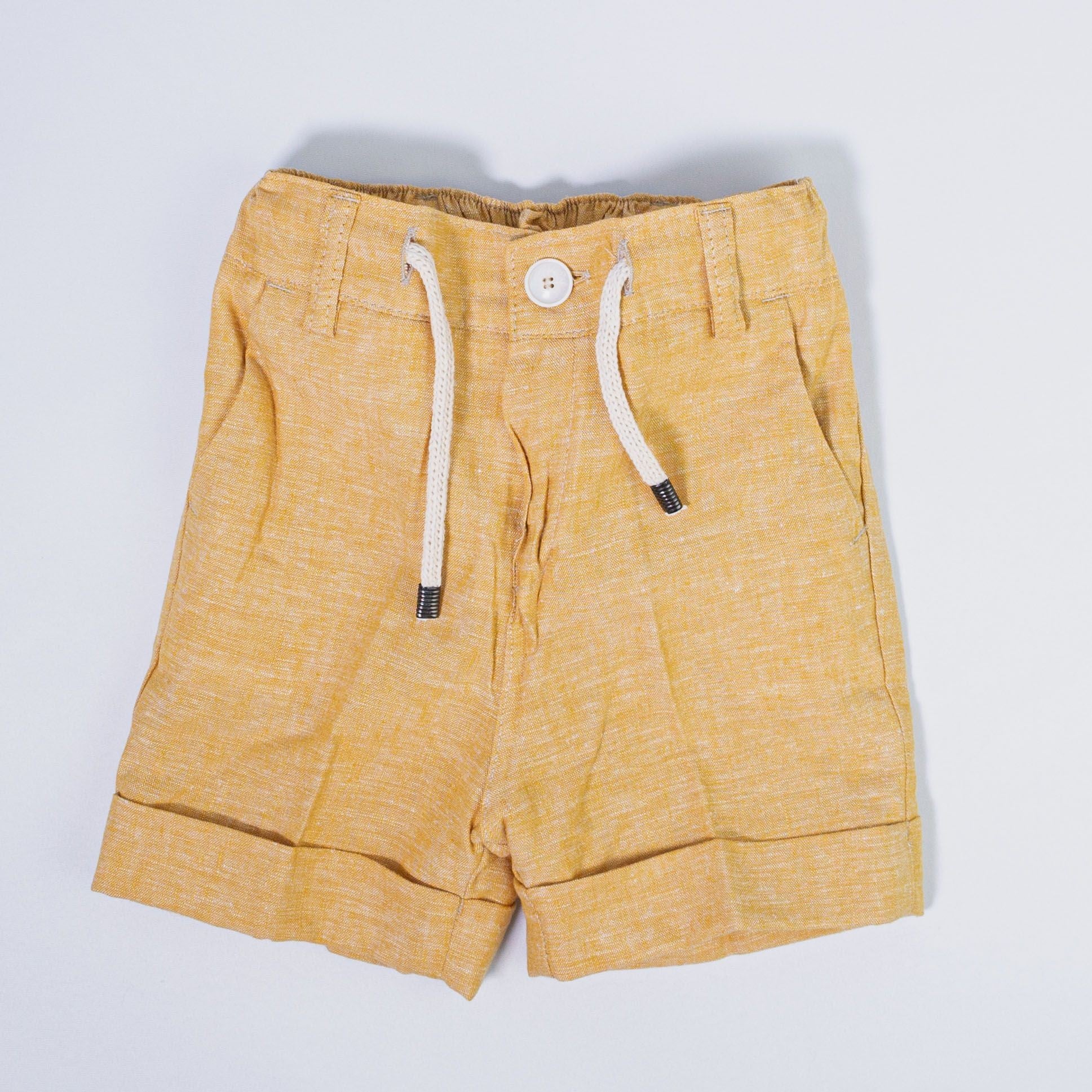 Bermuda In Misto Lino Senape Bambino MANUELL&FRANK MF2161B - MANUELL&FRANK - LuxuryKids