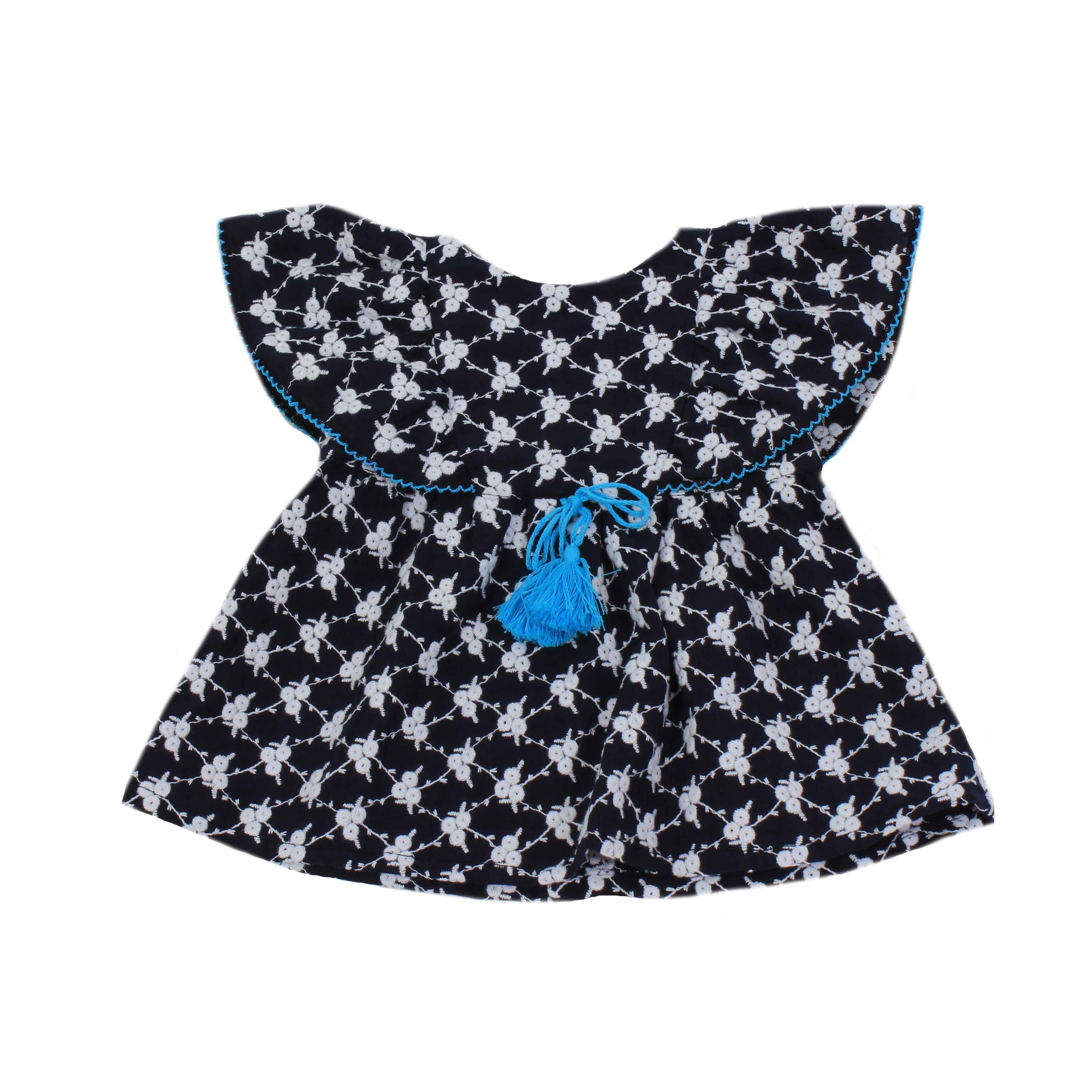 Blusa Con Volant In Cotone Blu Bambina DR.KID DK300 - DR.KID - LuxuryKids