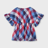 Blusa In Cotone Con Manica Volant A Quadri Bambina MAYORAL 3194Q - MAYORAL - LuxuryKids