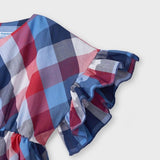 Blusa In Cotone Con Manica Volant A Quadri Bambina MAYORAL 3194Q - MAYORAL - LuxuryKids