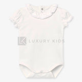 Body A Manica Corta Con Collo Volant In Cotone Neonata Mayoral 1782 - MAYORAL - LuxuryKids
