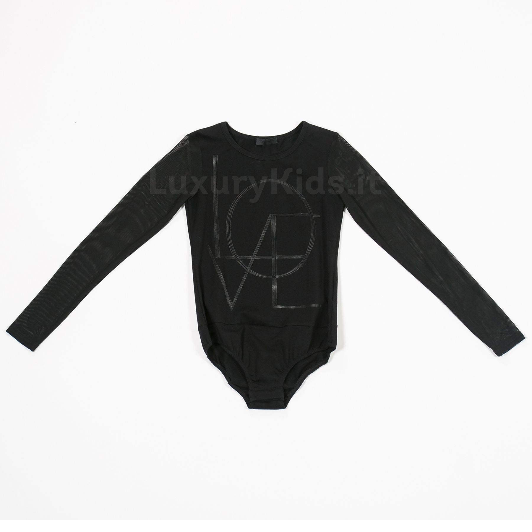 Body con Stampa e Maniche di Tulle Nero Bambina Fun&Fun FNJBD0395 - FUN&FUN - LuxuryKids