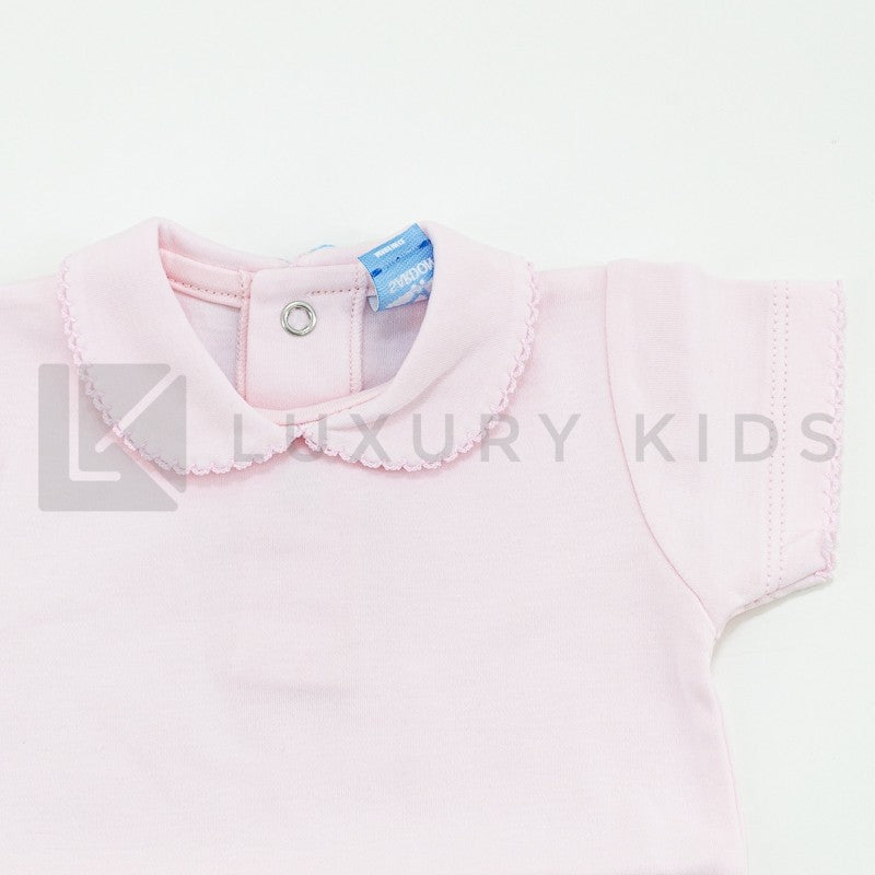Body In Cotone Mezza Manica In Tinta Unita Rosa Neonata SARDON LA408 - SARDON - LuxuryKids