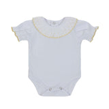 Body Mezza Manica In Cotone Bianco Con Colletto Neonata A&J 141 - A&J - LuxuryKids