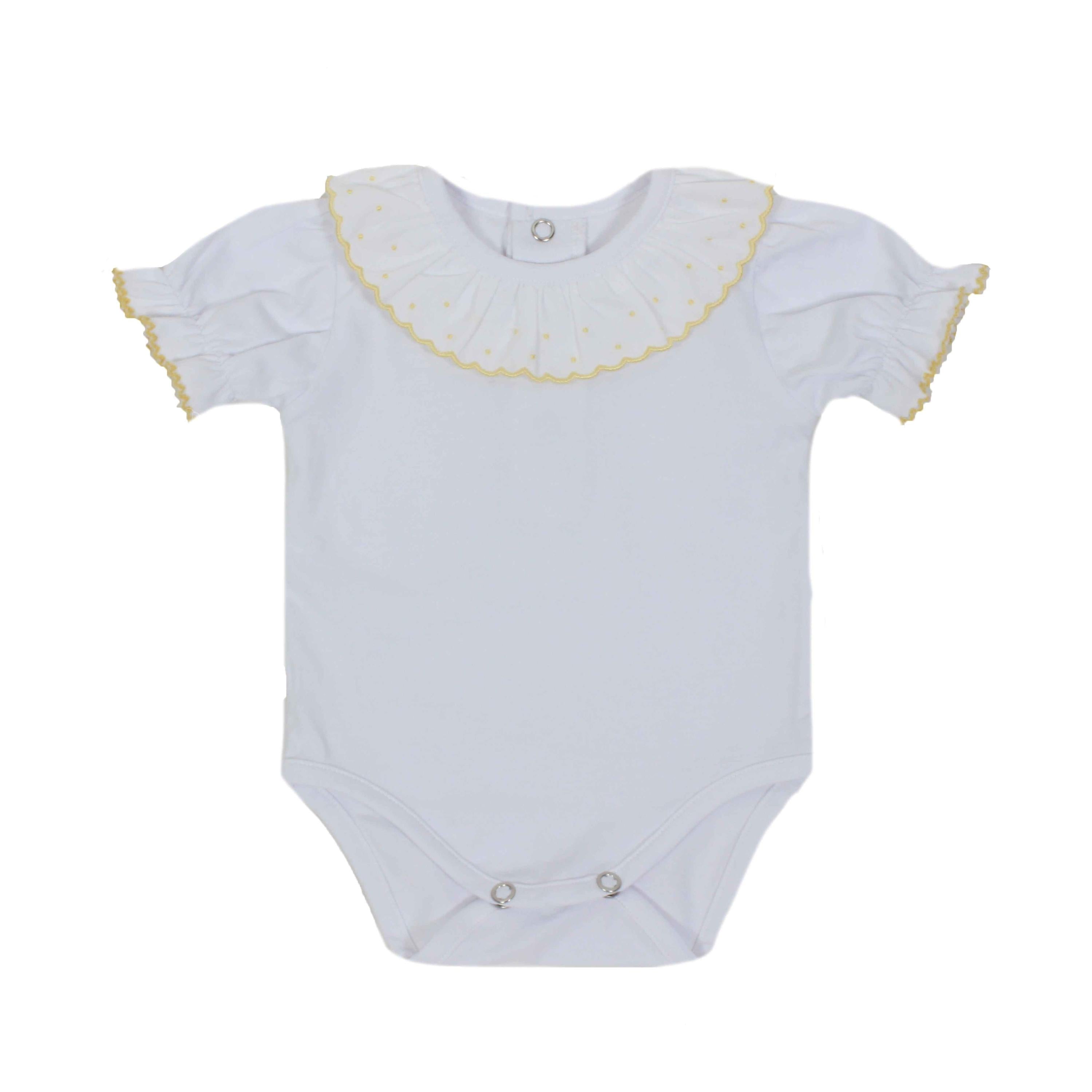 Body Mezza Manica In Cotone Bianco Con Colletto Neonata A&J 141 - A&J - LuxuryKids
