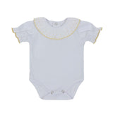 Body Mezza Manica In Cotone Bianco Con Colletto Neonata A&J 141 - A&J - LuxuryKids