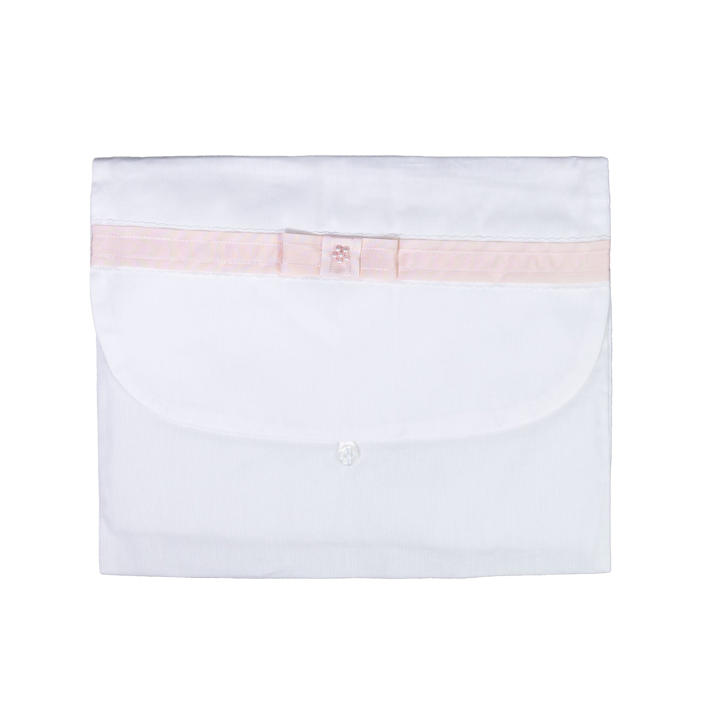 Busta Nascita in Cotone Bianca Fascia Rosa Neonata LA SARTORIA DEI PICCOLI LBU6521 - LA SARTORIA DEI PICCOLI - LuxuryKids