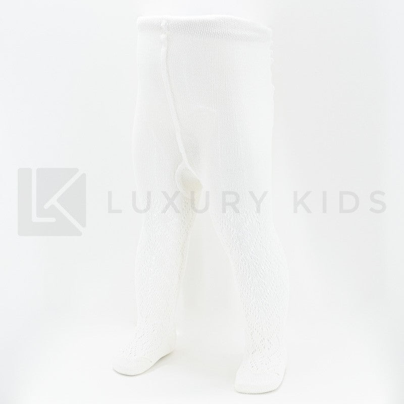 Calza caldo cotone traforata per neonati Panna STORY LORIS 13198P - STORY LORIS - LuxuryKids