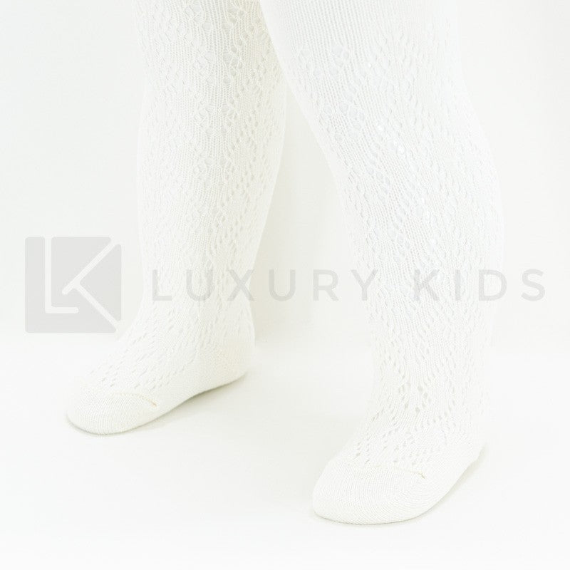 Calza caldo cotone traforata per neonati Panna STORY LORIS 13198P - STORY LORIS - LuxuryKids
