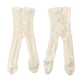 Calza in caldo cotone con strass e fiocchi neonata panna  STORY LORIS 13438P-00 - STORY LORIS - LuxuryKids