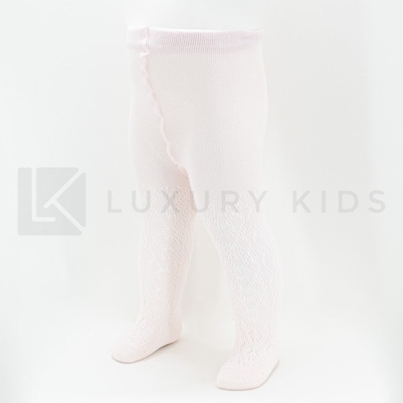 Calza in caldo cotone traforata Neonata Rosa STORY LORIS 13198R - STORY LORIS - LuxuryKids