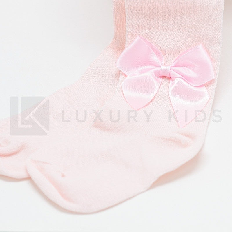 Calzamaglia Liscia In Caldo Cotone Con Fiocco In Raso Neonata Romboli BAT19 - ROMBOLI - LuxuryKids
