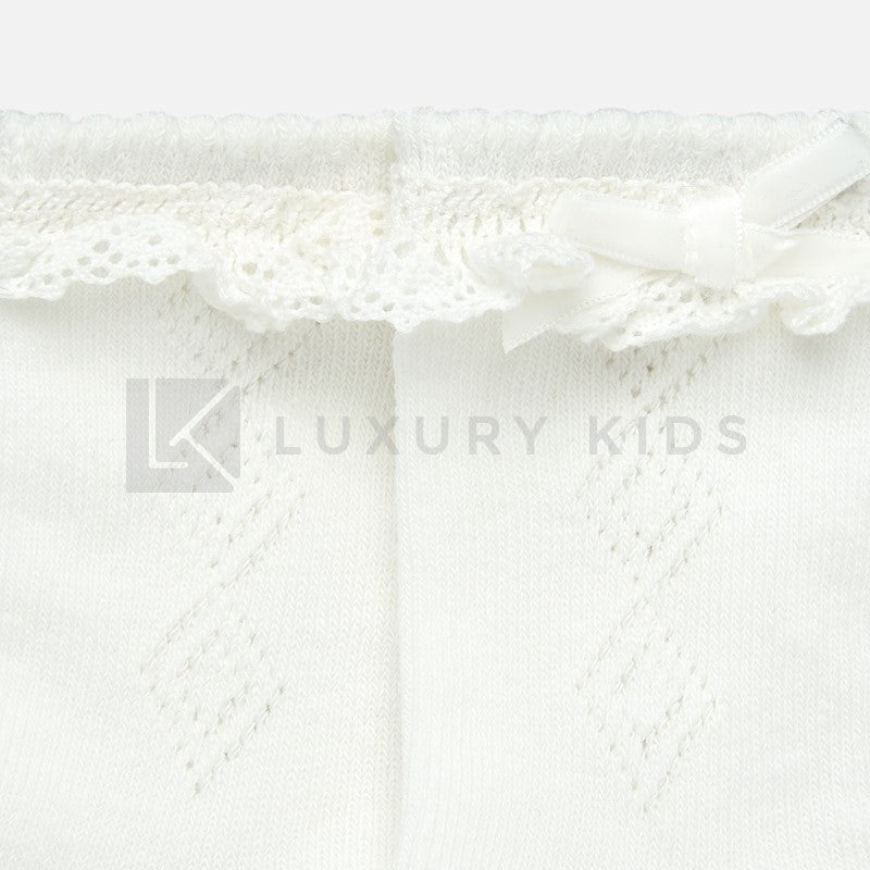 Calze Lunghe In Caldo Cotone Con Volant Panna Neonata Mayoral 9173 - MAYORAL - LuxuryKids