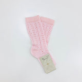 Calzettone In Filo di Scozia Lungo Traforato Rosa Neonata Story Loris 07352R - STORY LORIS - LuxuryKids